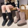 Winter Long Tube Large-sized Side Zipper Women's Snow Boots High Top Velvet Warm Round Toe Thick Soled Cotton Shoes Botas Mujer