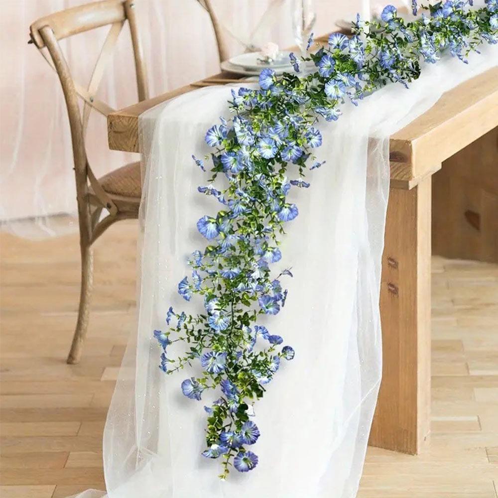 Multicolor Morning Glory Artificial Flower Accessories DIY Lifelike Morning Glory Vine Green Leaves Fake Flower