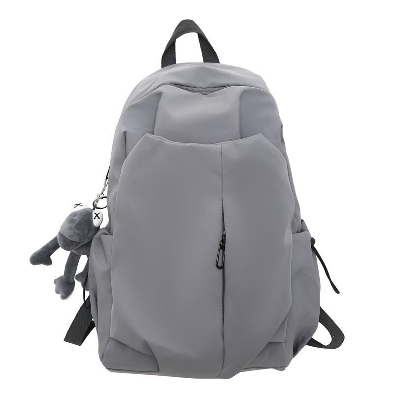 

Spring New Nylon Pleated Solid Color Backpack Fashion Street Trend Unisex Couple Backpack Single Bag серый