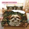 Vintage Shih Tzu Pattern Bedding Home Decoration Birthday Gift (1 * Duvet Cover + 2 * Pillowcase, Without Core)