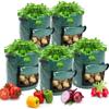 Aeration 5 Gallon Green Fabric Grow Bags Potato Planter with Access Flap Sturdy Handles Heavy-Duty Vegetable Pots