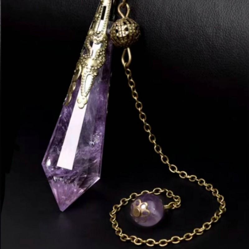 Natural Crystal Pendant with Smoky Quartz, Amethyst, Brown Quartz, Obsidian, Tiger's Eye, and White Crystal