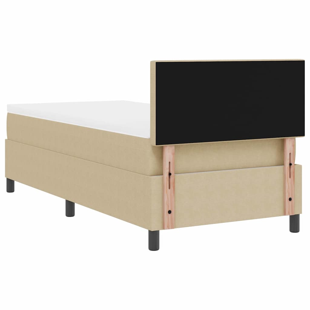 LED Box Spring Bed In Light Grey and White 80 X 200 Cm Cord Fabric