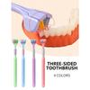 1pc 3-Sided 45 Degree Triangle Toothbrush, 3X Deep Cleaning Oral Care Toothbrush With Tongue Scraper
