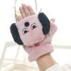 Dog Cartoon Plush Mittens Thickened Flip Cover Plush Gloves All-Match Half Finger Gloves  Winter