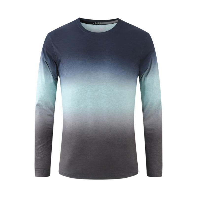 

Футболки с градиентным графическим принтом Осенняя мужская одежда Футболки с круглым вырезом и длинным рукавом Топы Мужская футболка Уличный пуловер 6XL