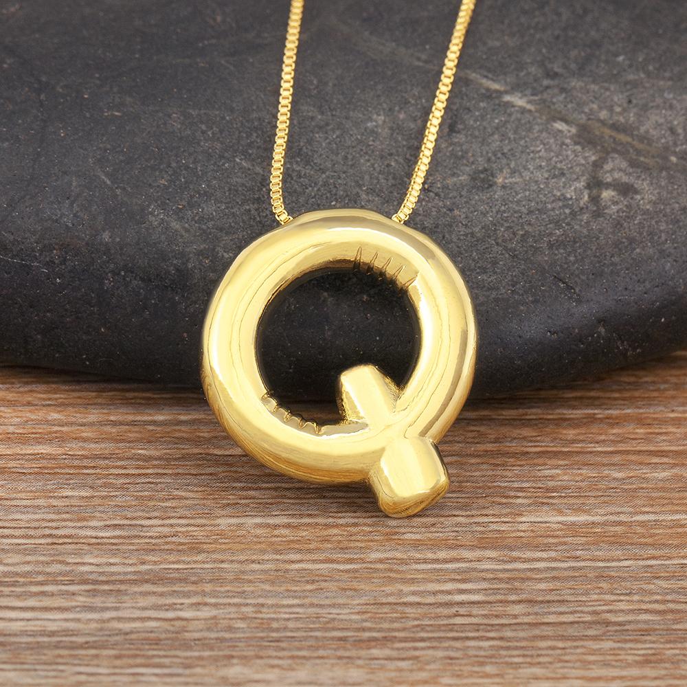 Nidin New Retro Punk Style Copper A-Z Letters Pendant Necklace Initials Alphabet For Women Vintage Name Jewelry Daily Party Gift