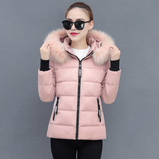 Winter Down Coat Padded Hooded Pockets Zip-up Parka Windproof Heat Retention