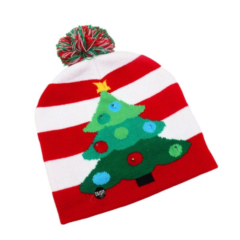 Knitted Christmas Hats Colorful Glowing Knitted Hats Christmas Glowing Knitted Hats Lights Knitted Santa Claus Children's Decorative Hats