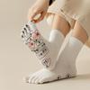 Damen Fünf-Zehen Plantar-Akupunkturpunkt Wadenlange Baumwollsocken - Antibakteriell, Desodorierend und Massage für Paare