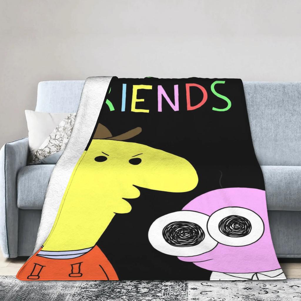 Smiling Friends Cartoon Plüschdecke Weiche Flanell-Bettwäsche Überwurf für Kinder Außenbereich Warm Individuell DIY Geschenkidee