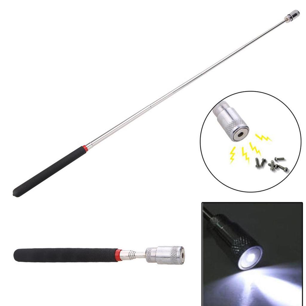 Useful Magnetic Pickup ToolExtendable Telescopic Flexible LED Torch Magnet Rod~