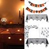 Lace Table Runner Spiderweb Mantel Scarf Cover for Holiday Party Decoration, Black Spiderweb Mantel Scarf