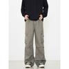 Kisko Design-Inspired Vintage Deconstructed Pocket Wide-Leg Pleated Cargo Pants for Men and Women, American High Street Casual Straight-Leg Pants