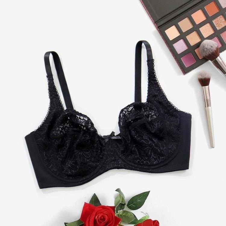 Plus Size Lace Bralette Women Thin Brassiere with Wire No Foam Pad 75C 80D 100C 105D