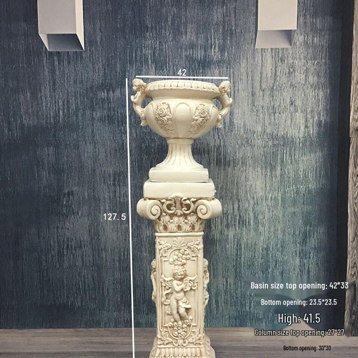 Wedding Gold Roman Column Flower Stand – European Stripe Trophy Fiberglass Décor