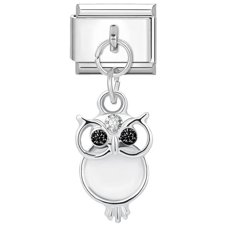 Modular Italian Steel Diamond Charm Bracelet - Personalized Handmade Jewelry Accessory