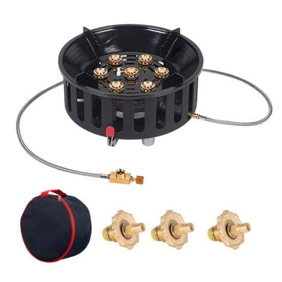 

Propane Burner Windproof Outdoor Gas Stove 72000 BTU High Output Portable Camping Stove with 3 Adapters Carrying Bag 1.5M Hose чёрный