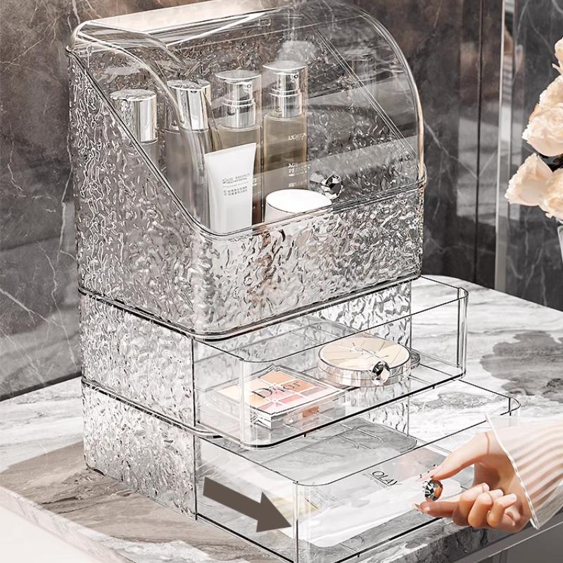 Acrylic Luxury Cosmetics Storage Box Organizer Table Transparent Dust-proof Makeup Lipstick Drawer Tall Cosmetics Organizer Case