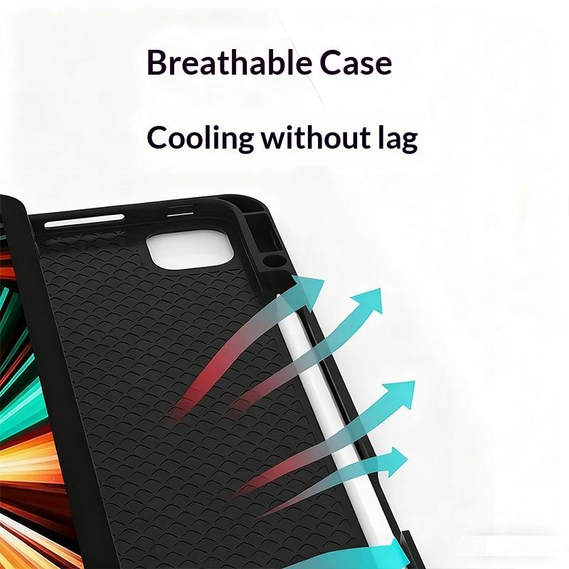 Custom Capacitive Anti-Ghosting BT Wireless Silicone Keyboard Case Magnetic Pen Slot Mouse Combo iPad Pro 12.9 Inch ROHS No