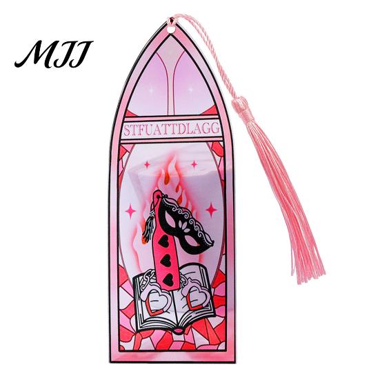 Book Page Marker Stained Glass Art Acrylic Bookmark, Halloween Dark Aesthetic Mark, Transparent Lightweight with Tassel, Gifts for Readers &
