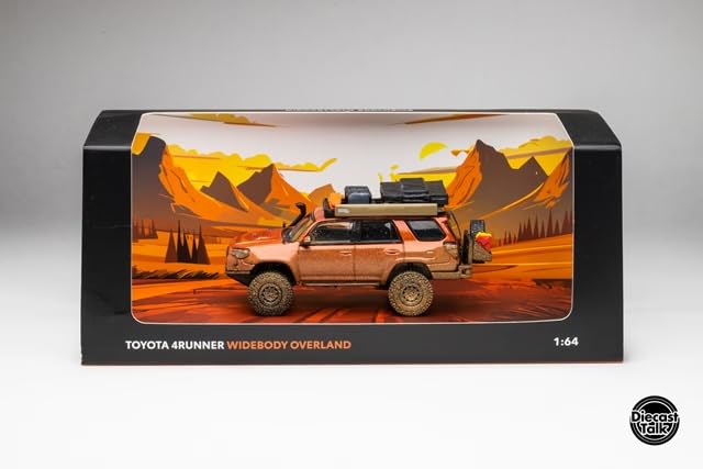 FREESTYLE Gaincorp Products Scale Toyota 4Runner Widebody Overland DiecastTalk Custom Inferno Orange Finished Model 1/64 (Muddy) DTG0018-ORM