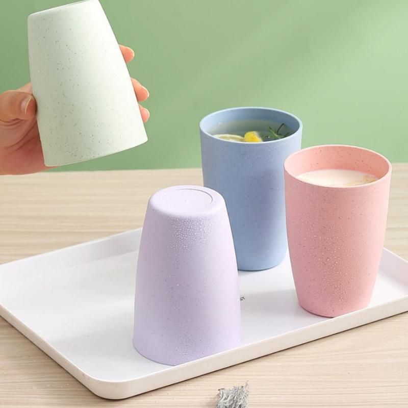 12Pcs Wheat Straw Cup Plastic Mouthwash Water Cup Brushing Cup Potable Drinking Travel Cup For Kids Adults