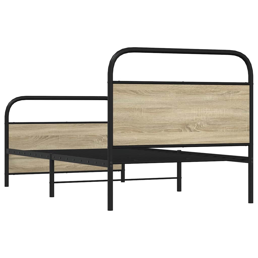 Bed Frame without Mattress 100 x 190 cm Sonoma Oak Wood Based Material