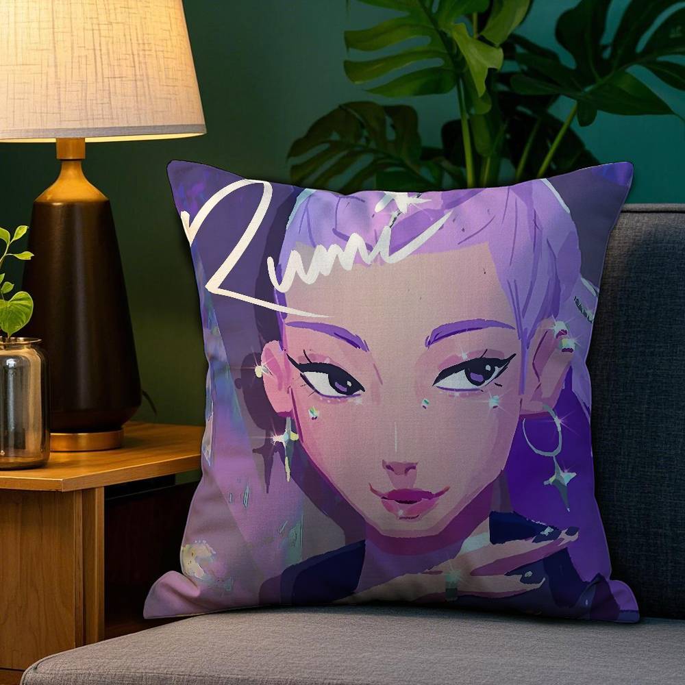 Pillow Case Anime K-Kpop Demon Hunters Plush Fabric Soft Double Sided Print Home Sofa High Quality Cushion Cover Throw