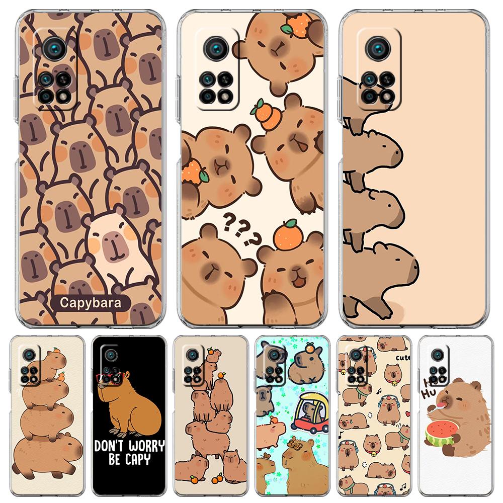 Cartoon Capybara Phone Case for Xiaomi Mi Poco F3 X3 X4 GT NFC M3 M4 11 Ultra 12 11X 11i Pro Lite 5G Soft Transparent Cover Bags