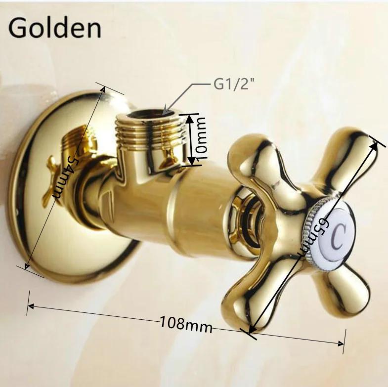 golden New 1/2"malex 1/2" male Brass Bathroom Angle Stop Valve Antique finish Filling valves bathroom part 5 color