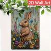 Vintage Easter Bunny Metal Poster 12x8 Inch Rustic Farmhouse Floral Spring Sign for Wall Garden