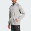 adidas Game And Go Big Logo 3-Stripes Full-Zip Hoodie Medium Grey Heather Men Streetwear IW8394