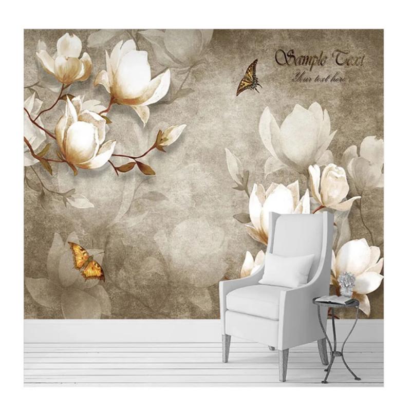 

Wallpaper 3D Vintage Magnolia Flowers Murals Living Room Bedroom Home Decor Wall Paper 200 cm(W) x 140 cm(H)
