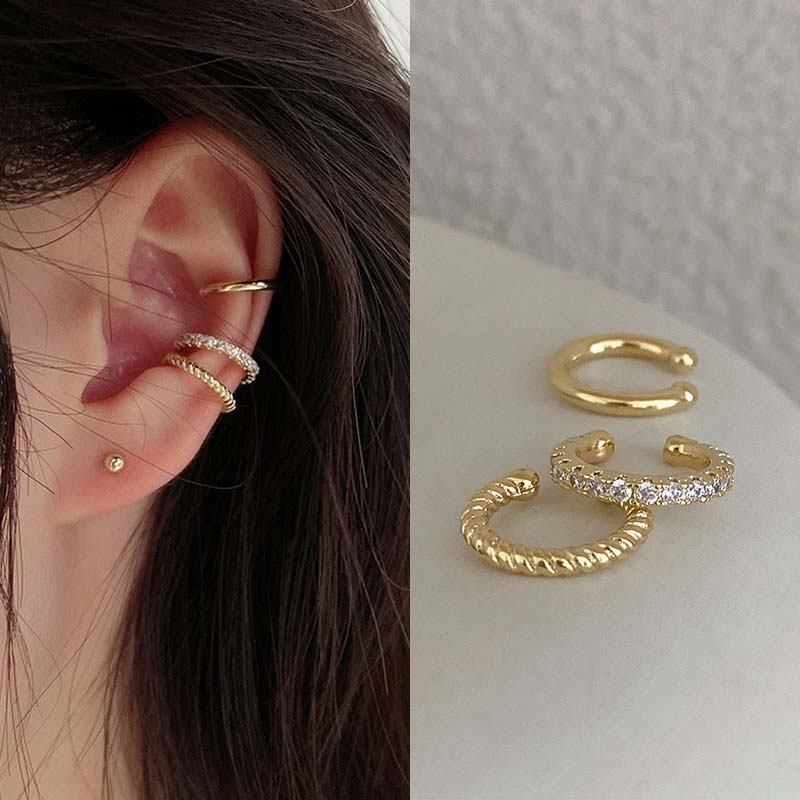 Fashion Exquisite Rhinestone Decor Ear Cuff Earring for Woman Ear Summer New Arrival Christmas Jewelry Gift