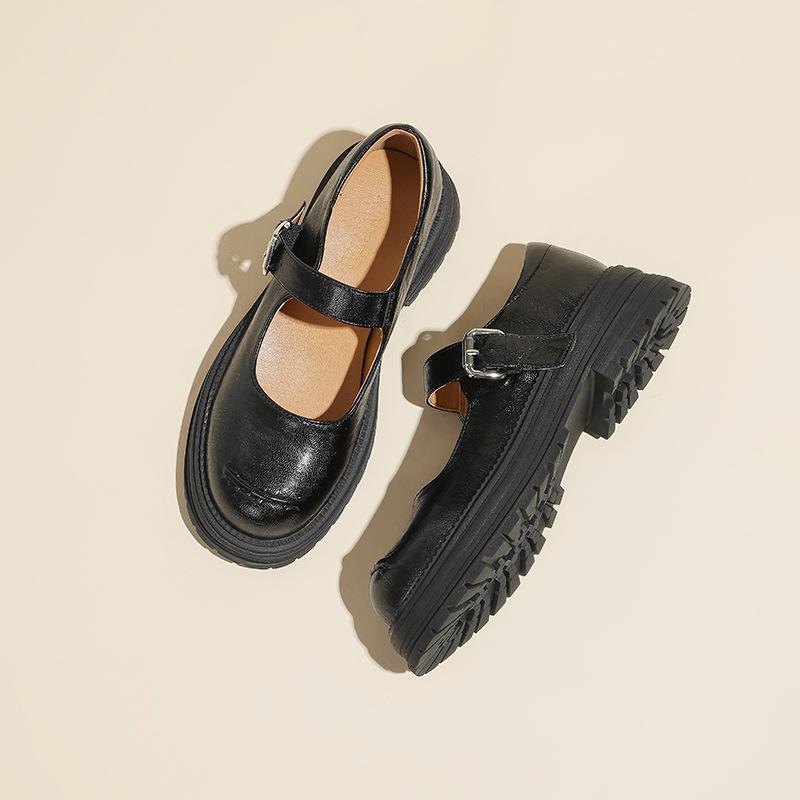 Retro college style word with platform loafer small leather shoes women's 2025 new with skirt versatile JK Mary Jane shoes