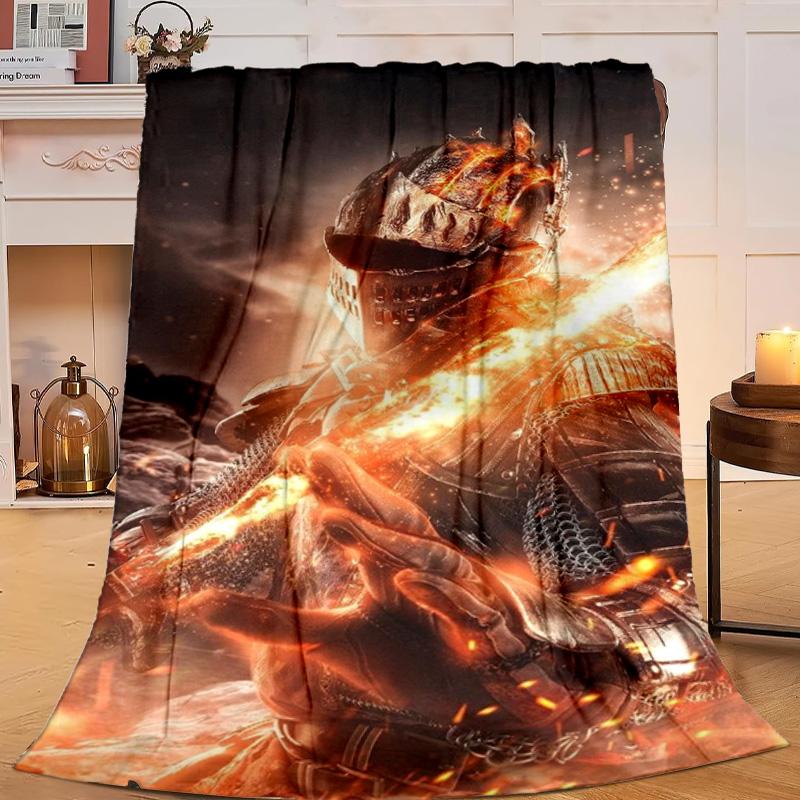 1PC Knightly Crusader Armor Flannel Blanket Gift, Suitable for Both Men And Women, Soft Ideal for Beds And Sofa, Birthday Or Christmas Gift