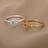 Green Opal Lotus Rings for Women Dainty Rings Stainless Steel Ring October Birthstone Finger Accessories Zircon Gifts 2024