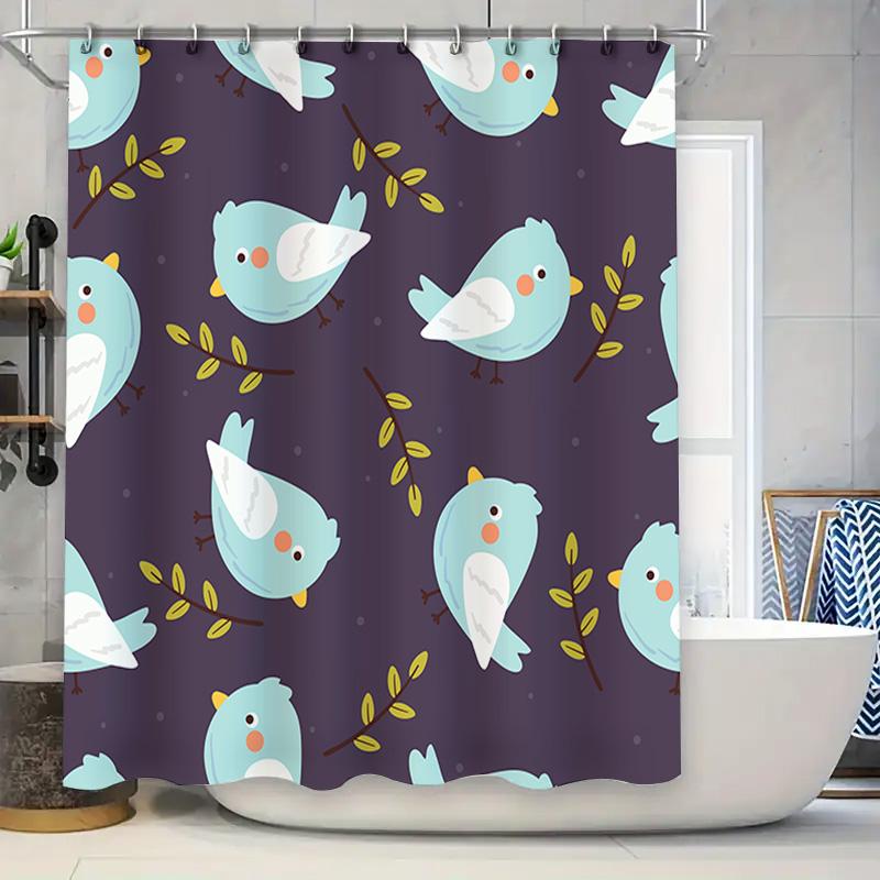 

Blue Bird Print Shower Curtain Bathroom Decor Waterproof Fabric Home Decoration W60H190(CM)-1 Pcs