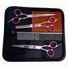 Portable Pet Grooming Scissor Set: Flat & Curved Hairdressing Tools