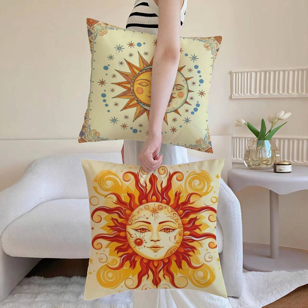 Portia Sun Moon Pattern Pillow Case Printed Brushed Fleece Pillow Baby Skin-Touch Eco-Friendly Dye-Sublimat
