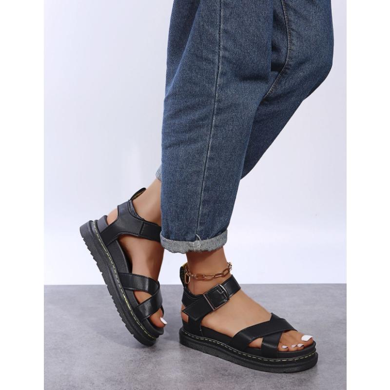 Letní Velikost Plus Silná Podrážka Muffin Plochá Podrážka Římské Sandály