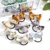 40Pcs Glitter Silky Ribbon 2.5" Hair Bows Pigtail Holders Elastic Ties Hair Bands For Baby Girls Toddlers Gifts In Pairs