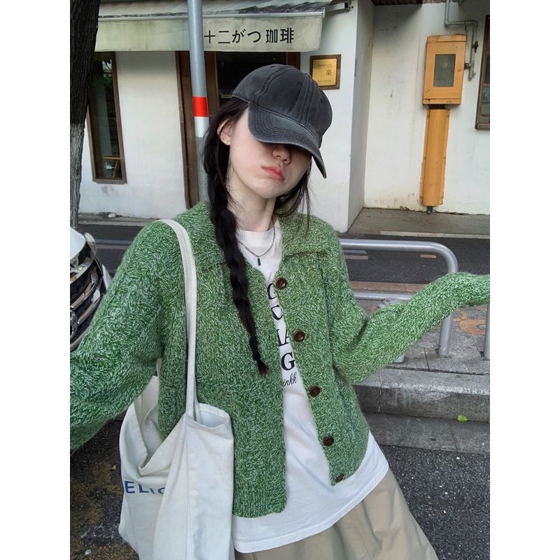 Kumikumi Sweet Style Purple Niche Age-Reducing Temperament Long Sleeve Knit Women Clothes Autumn Loose All-Match Top
