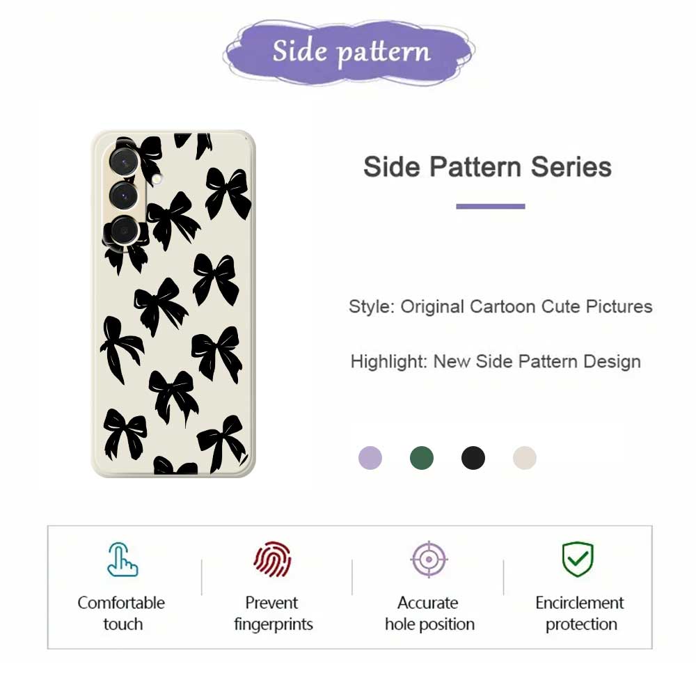For Samsung Galaxy A36 5G Case Black Bow Pattern Printing Straight Edge TPU Phone Back Cover