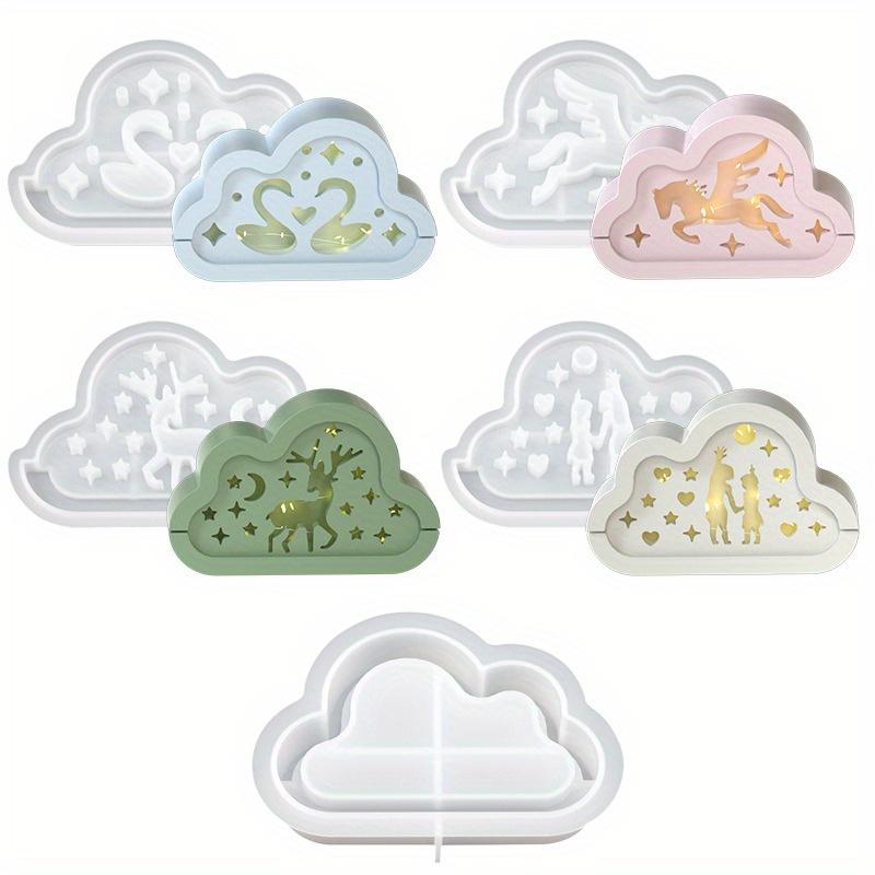 

Cloud Shape Silhouette Silicone Mold Lamp Holder Swan Unicorn Elk Couple Pattern DIY Aromatherapy Gypsum Night Light Ornament