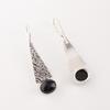 Natural Black Tourmaline 925 Sterling Silver Jewelry Handmade Earrings 1.9" EE-165-30
