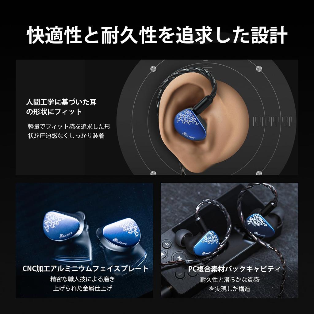 Linsoul Kiwi Ears Cadenza II 10mm Titanium Driver Blue In-Ear Monitors,