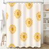 Yellow Sun Shower Curtain Bathroom Decor with Happy Faces Design White Bath Rug Set 3D Printed Waterproof Fabric Easy Installati