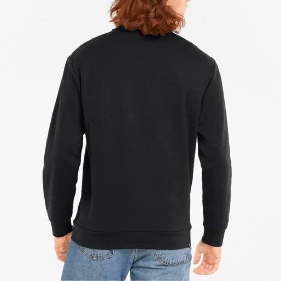 Puma Men's Solid Color Crewneck Pullover Sweatshirt In Black